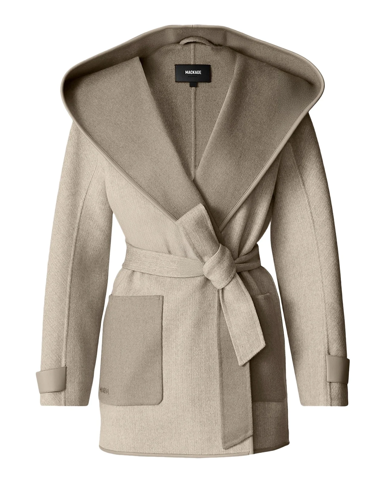 Paya-HB Double-Face Wool Wrap Coat with Hood