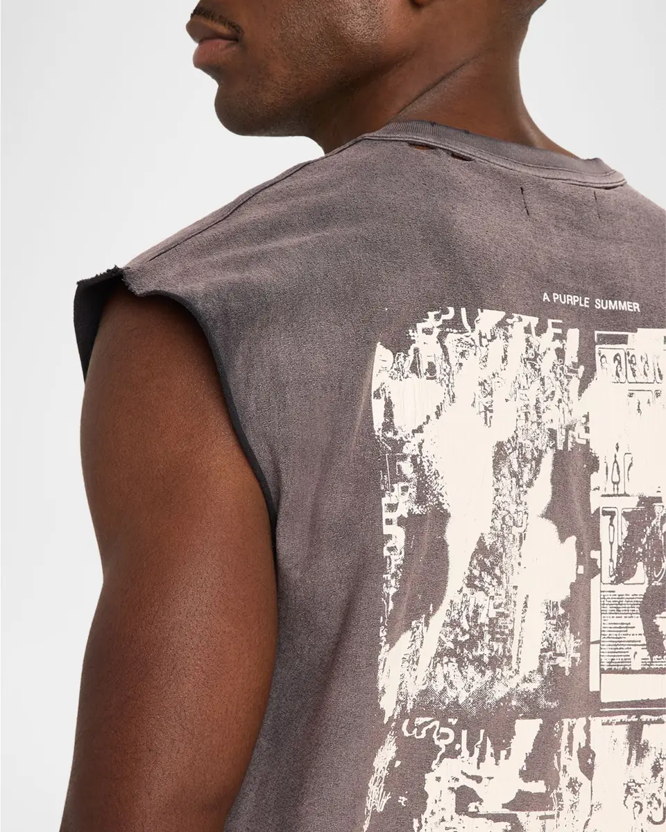 PURPLE Men's Worn Gothic Cotton Tank Top | Thumbnail 3 PURPLE Men's Worn Gothic Cotton Tank Top | Thumbnail 3
