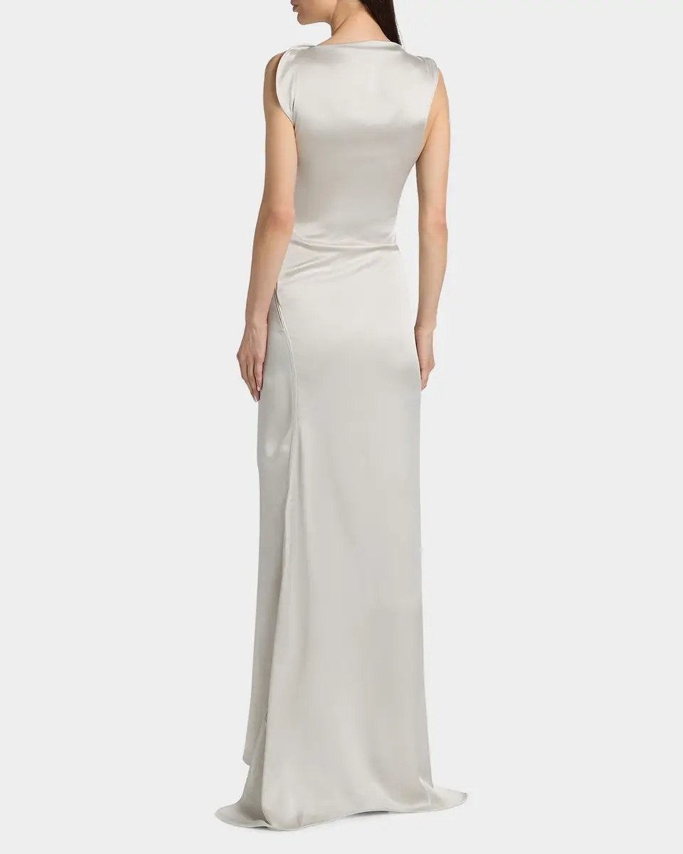 Victoria Beckham Carla Sleeveless Satin Slit Gown | Thumbnail 3