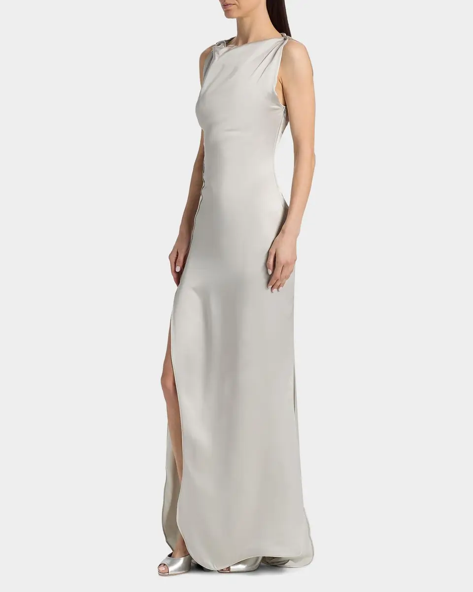 Victoria Beckham Carla Sleeveless Satin Slit Gown | Thumbnail 7