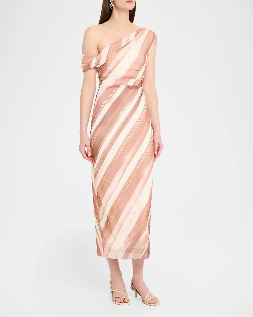 Significant Other Drew Stripe Draped Midi Dress | Thumbnail 3 Significant Other Drew Stripe Draped Midi Dress | Thumbnail 3