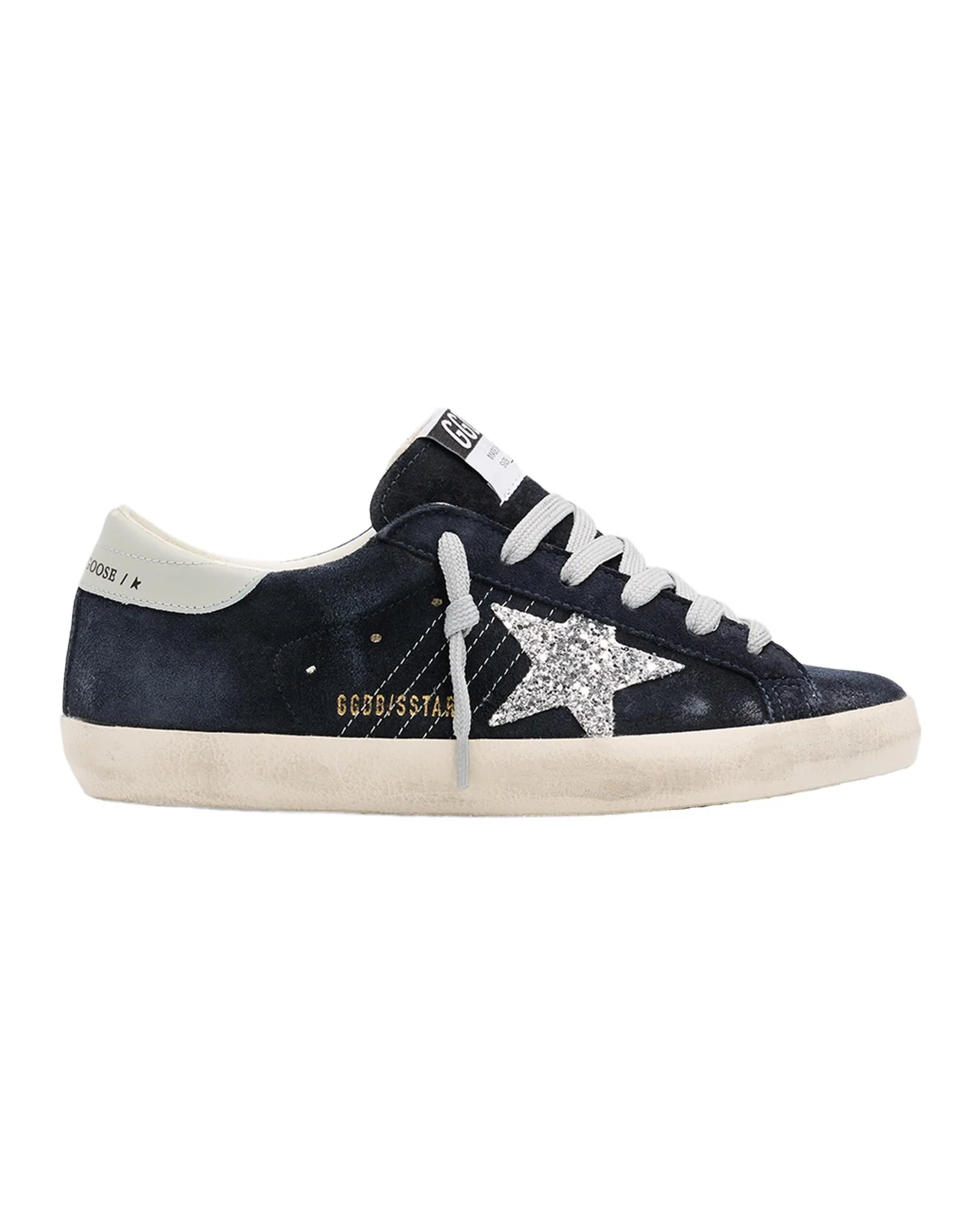 Golden Goose Super-Star Suede Glitter Low-Top Sneakers