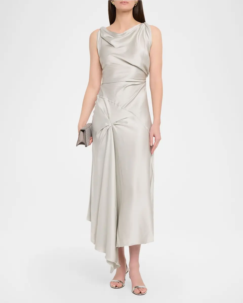 Victoria Beckham Posy Sleeveless Draped Midi Dress | Thumbnail 2 Victoria Beckham Posy Sleeveless Draped Midi Dress | Thumbnail 2