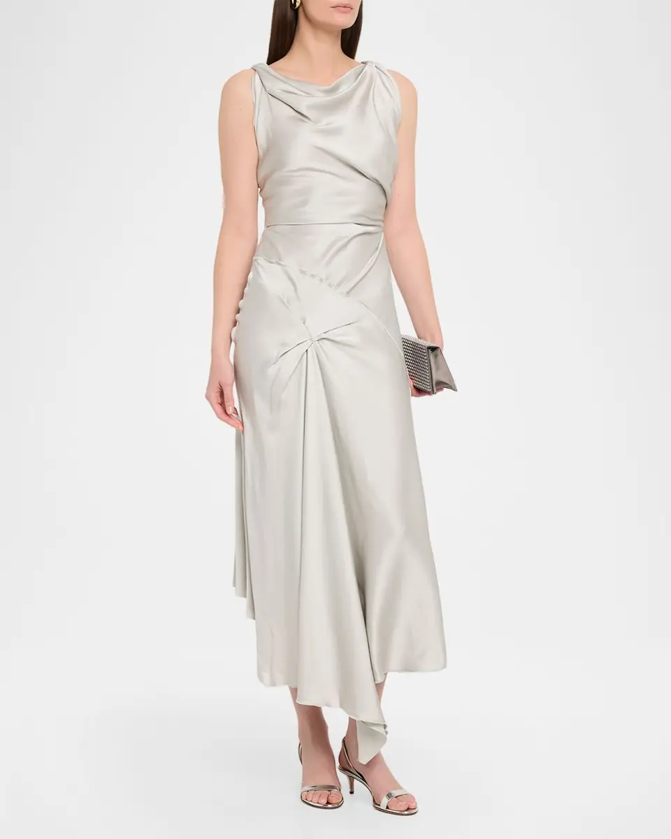 Victoria Beckham Posy Sleeveless Draped Midi Dress | Thumbnail 4 Victoria Beckham Posy Sleeveless Draped Midi Dress | Thumbnail 4