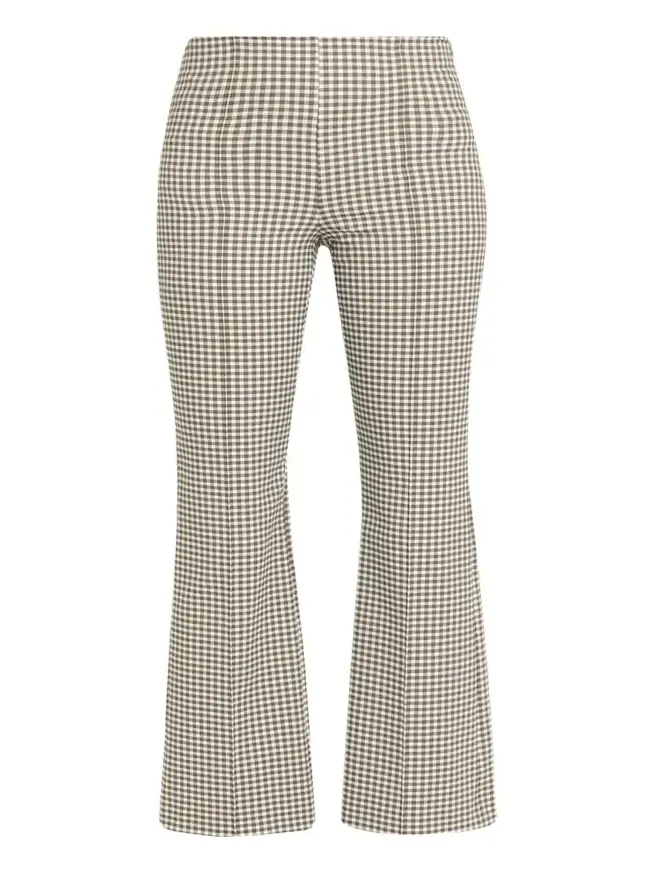 Niki Gingham Mid-Rise Crop Flare Pants Niki Gingham Mid-Rise Crop Flare Pants