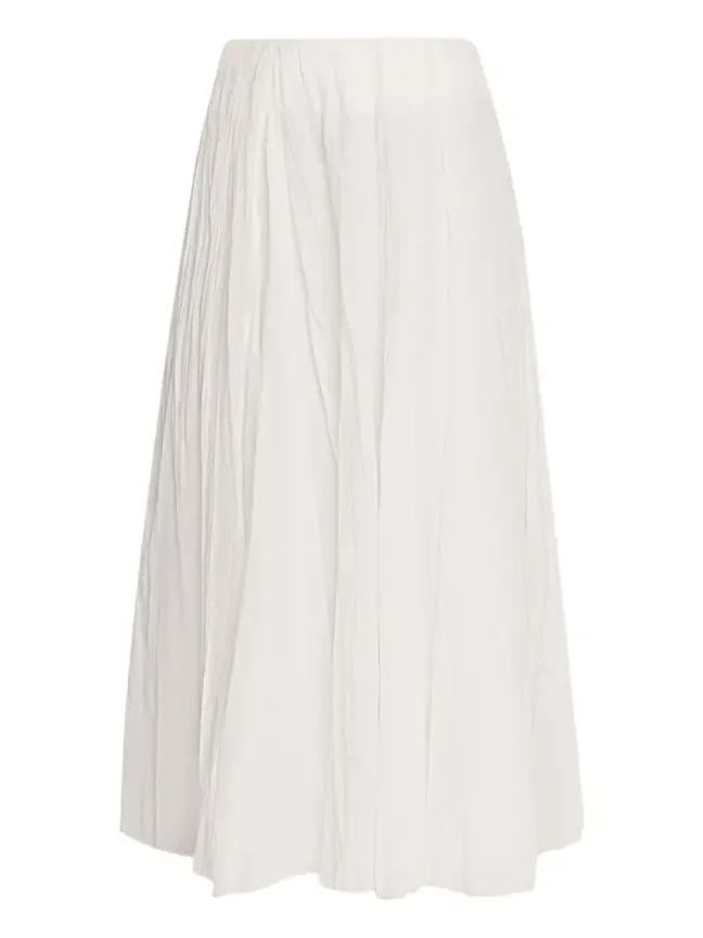Crinkled Plissé Cotton-Blend Maxi Skirt