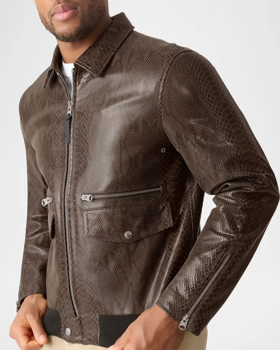 Mackage Men's Jakari Snake Pattern Leather Zip Jacket | Thumbnail 4 Mackage Men's Jakari Snake Pattern Leather Zip Jacket | Thumbnail 4