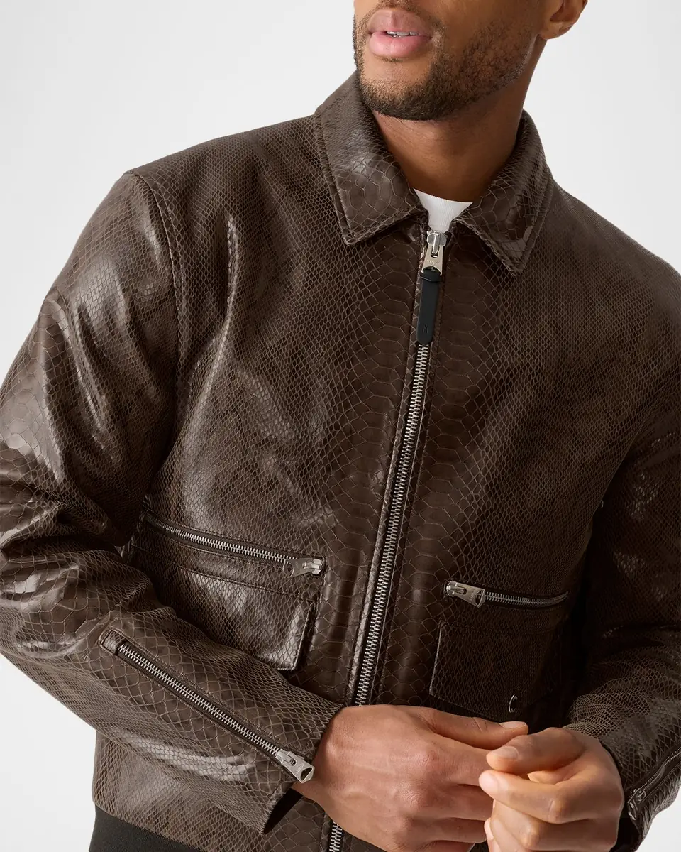 Mackage Men's Jakari Snake Pattern Leather Zip Jacket | Thumbnail 7 Mackage Men's Jakari Snake Pattern Leather Zip Jacket | Thumbnail 7