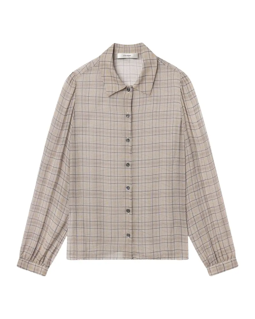 FRAME The Plaid Staple Silk Blouse | Image 1 FRAME The Plaid Staple Silk Blouse | Image 1