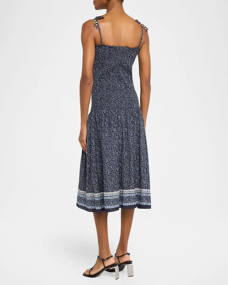 Veronica Beard Marietta Floral Smocked Drop-Waist Dress | Thumbnail 3 Veronica Beard Marietta Floral Smocked Drop-Waist Dress | Thumbnail 3