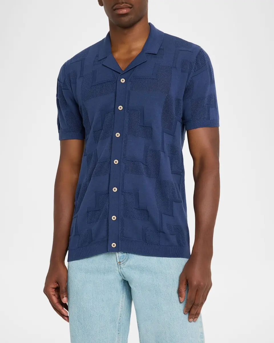 Robert Graham Men's Drayford Jacquard Knit Short-Sleeve Shirt | Thumbnail 4 Robert Graham Men's Drayford Jacquard Knit Short-Sleeve Shirt | Thumbnail 4