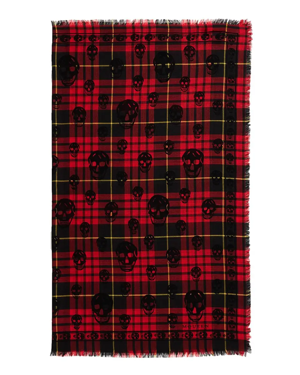 Alexander McQueen Men's Tartan Skull Silk-Blend Scarf | Thumbnail 3 Alexander McQueen Men's Tartan Skull Silk-Blend Scarf | Thumbnail 3