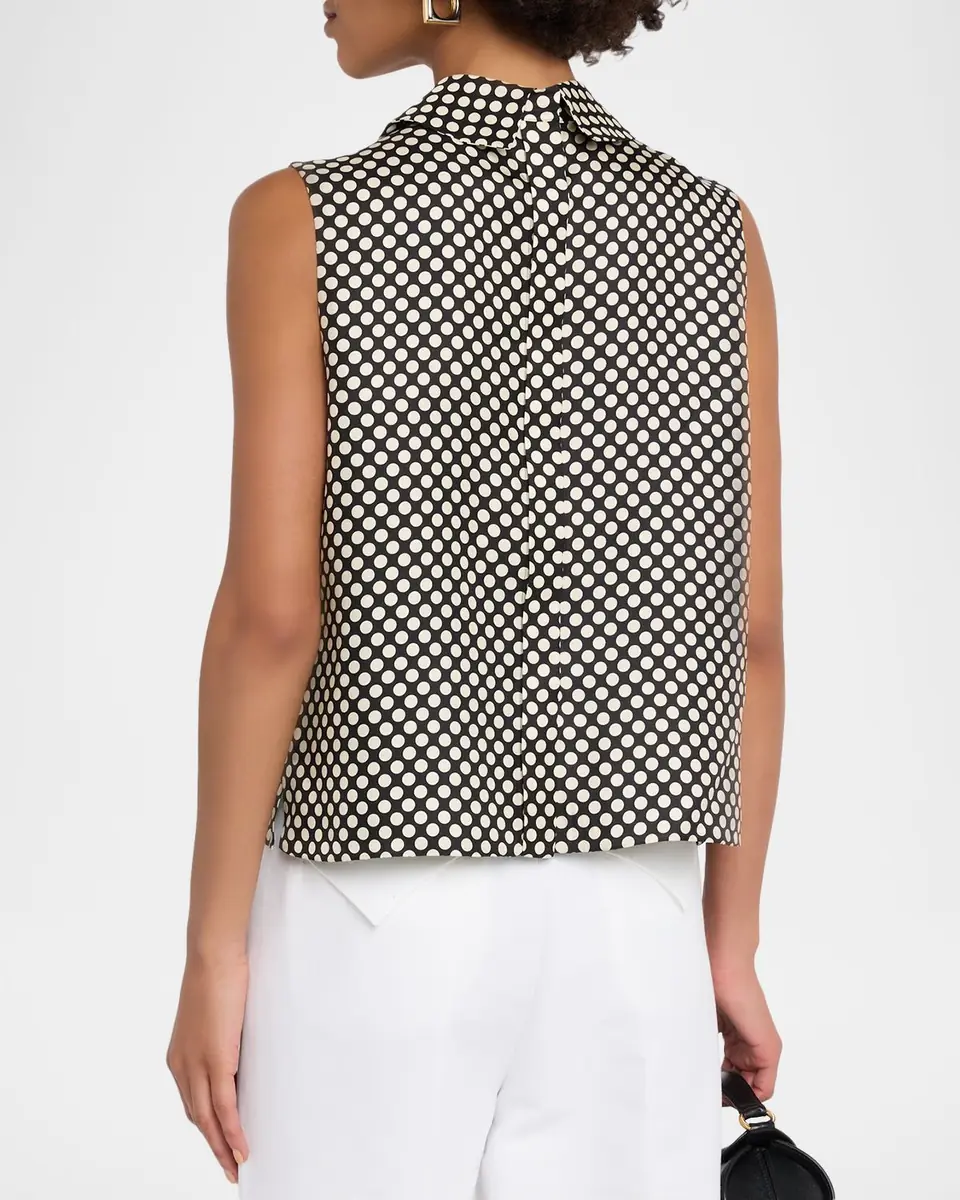 Dice Kayek Polka Dot Silk Twill Sleeveless Blouse | Thumbnail 3 Dice Kayek Polka Dot Silk Twill Sleeveless Blouse | Thumbnail 3