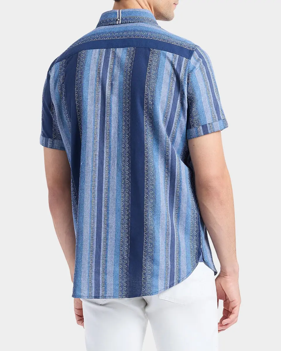 Robert Graham Men's Pembroke Denim Stripe Short-Sleeve Shirt | Thumbnail 3 Robert Graham Men's Pembroke Denim Stripe Short-Sleeve Shirt | Thumbnail 3
