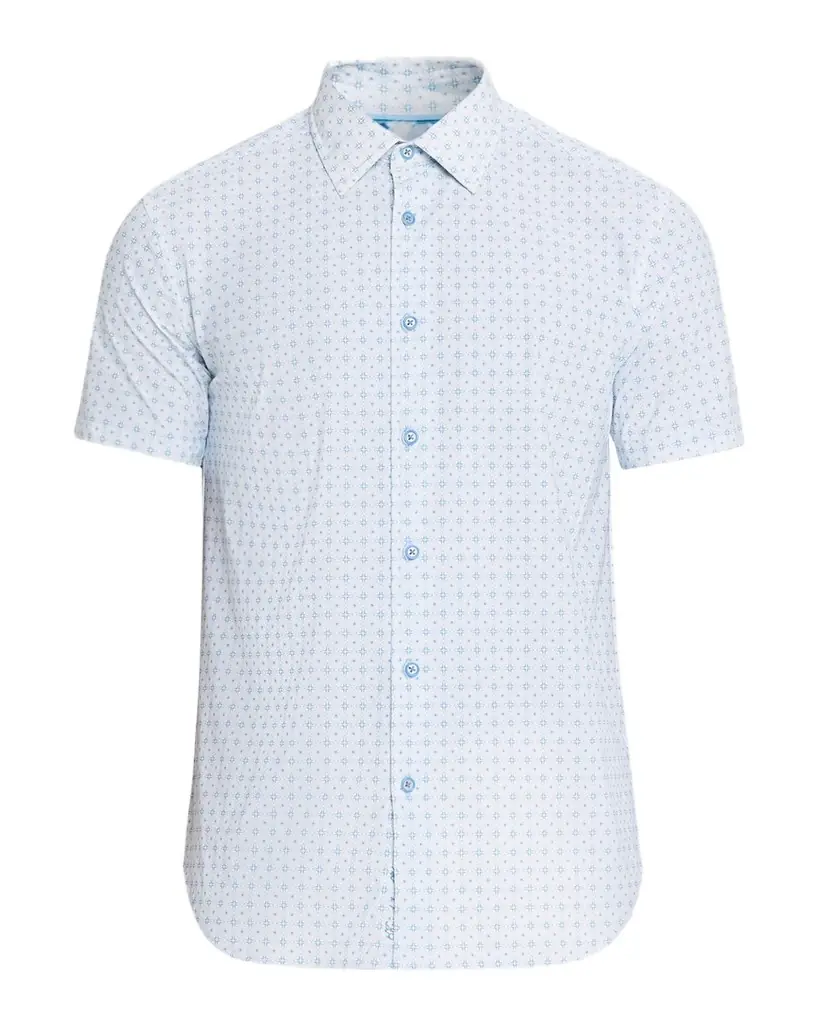 Robert Graham Men's Brompton Geometric Stretch Nylon Short-Sleeve Shirt | Image 1 Robert Graham Men's Brompton Geometric Stretch Nylon Short-Sleeve Shirt | Image 1