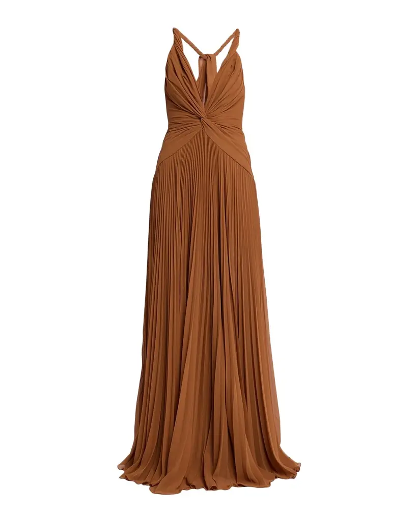 Et Ochs Haddon Pleated Deep V-Neck Gown | Image 1 Et Ochs Haddon Pleated Deep V-Neck Gown | Image 1