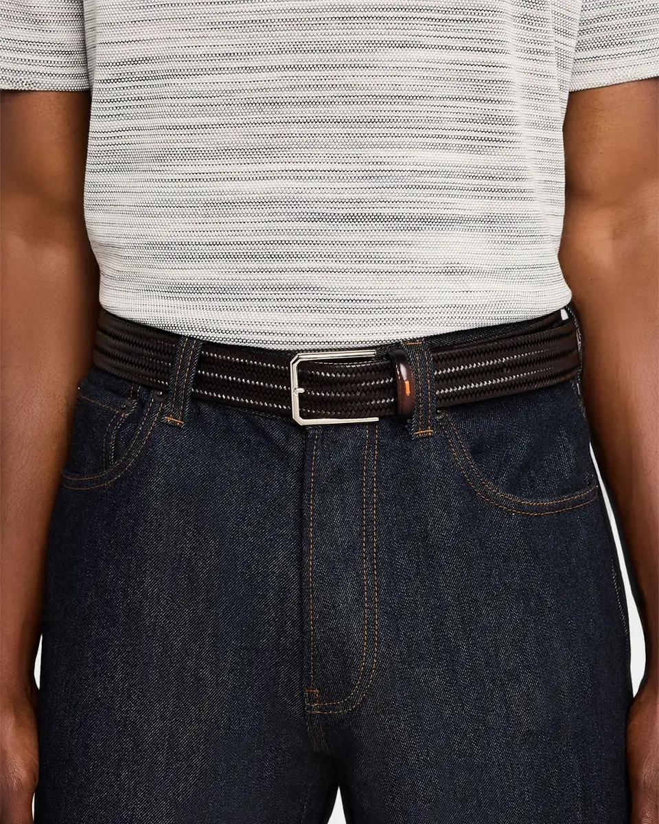 Santoni Men's Woven Leather Belt | Thumbnail 2 Santoni Men's Woven Leather Belt | Thumbnail 2