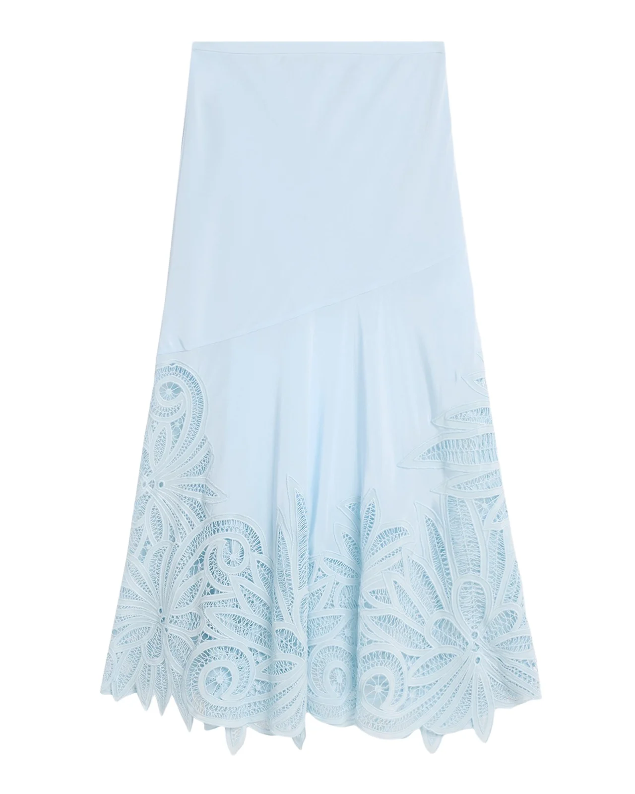 Oona Lace Appliqué Silk Midi Skirt Oona Lace Appliqué Silk Midi Skirt