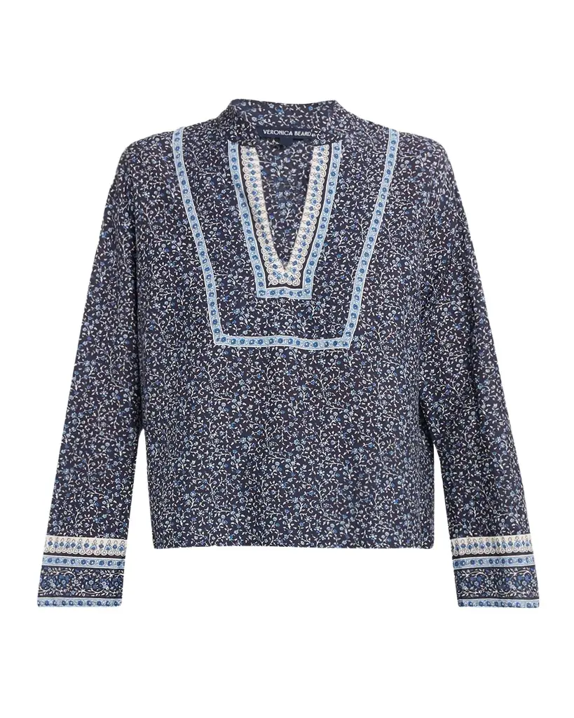Veronica Beard Cyra Floral V-Neck Blouse | Image 1 Veronica Beard Cyra Floral V-Neck Blouse | Image 1