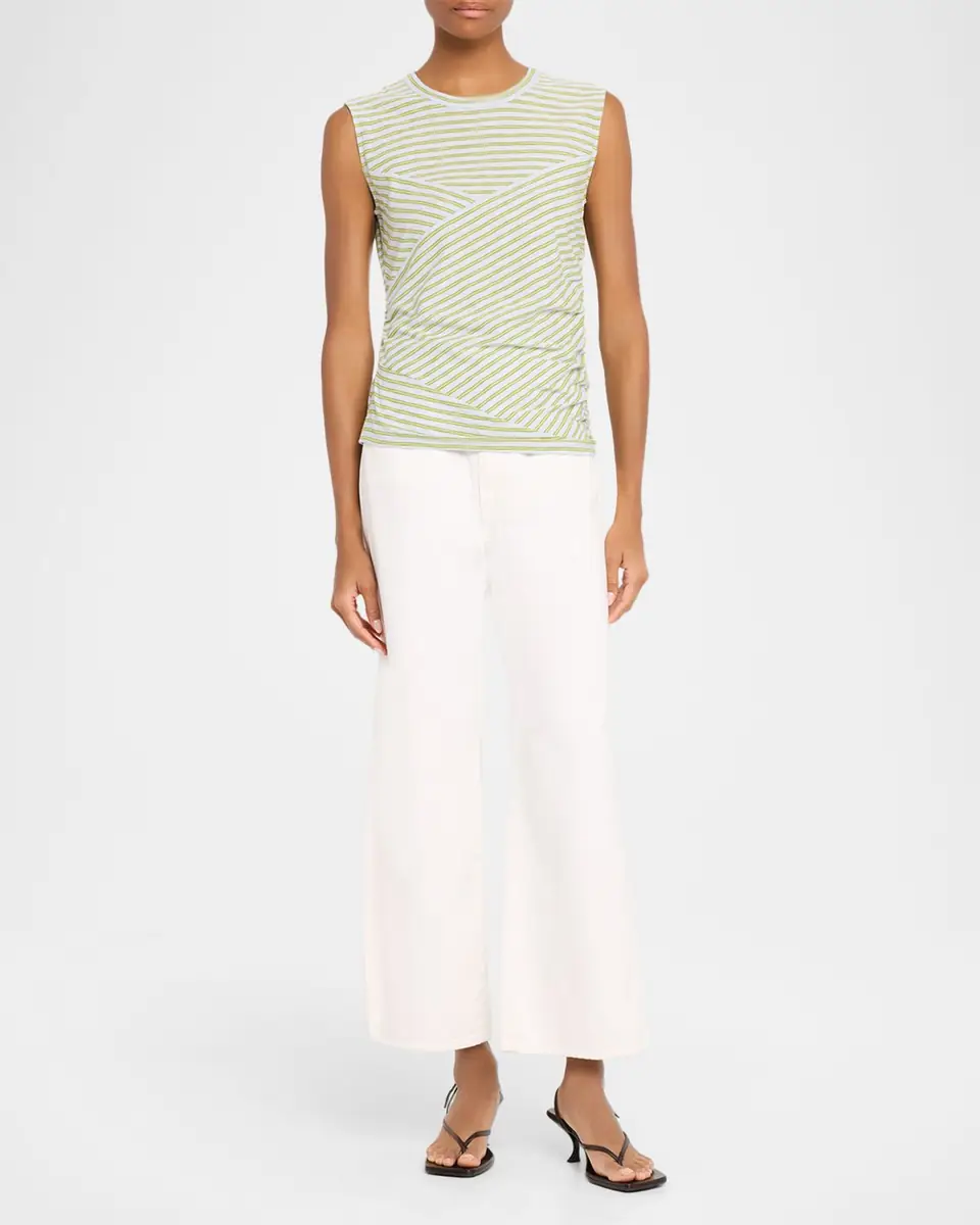 Veronica Beard Johana Stripe Sleeveless Ruched Tee | Thumbnail 2 Veronica Beard Johana Stripe Sleeveless Ruched Tee | Thumbnail 2