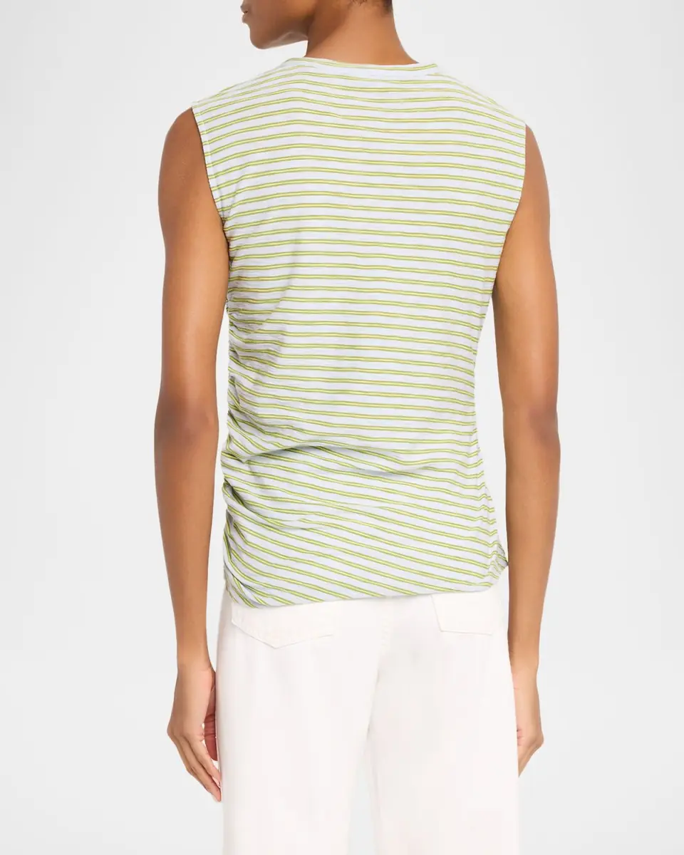 Veronica Beard Johana Stripe Sleeveless Ruched Tee | Thumbnail 3 Veronica Beard Johana Stripe Sleeveless Ruched Tee | Thumbnail 3
