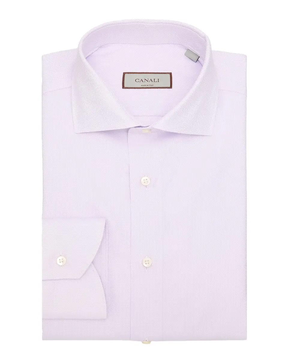 Canali Men's Solid Cotton Dobby Dress Shirt | Thumbnail 3