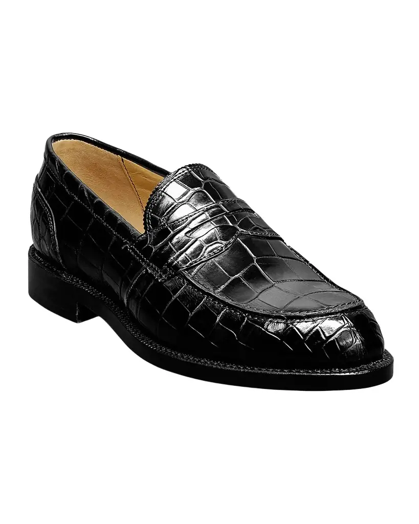 Allen Edmonds Men's Miller Reserve Croc-Embossed Leather Penny Loafers | Image 1 Allen Edmonds Men's Miller Reserve Croc-Embossed Leather Penny Loafers | Image 1