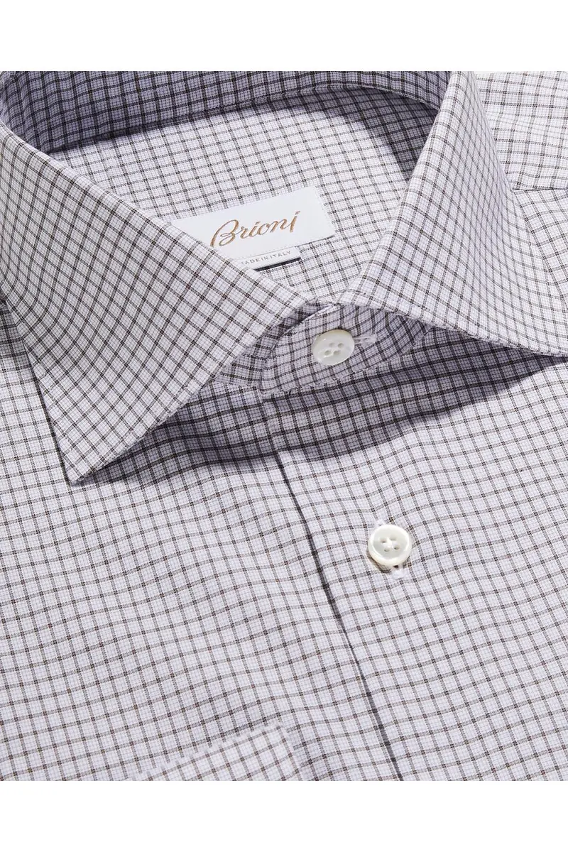 Brioni Men's Graph Check Cotton Dress Shirt | Thumbnail 4 Brioni Men's Graph Check Cotton Dress Shirt | Thumbnail 4