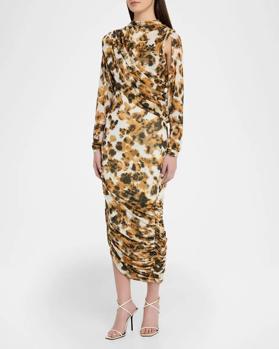 Et Ochs Lucien Draped Abstract-Print Midi Dress | Thumbnail 4 Et Ochs Lucien Draped Abstract-Print Midi Dress | Thumbnail 4