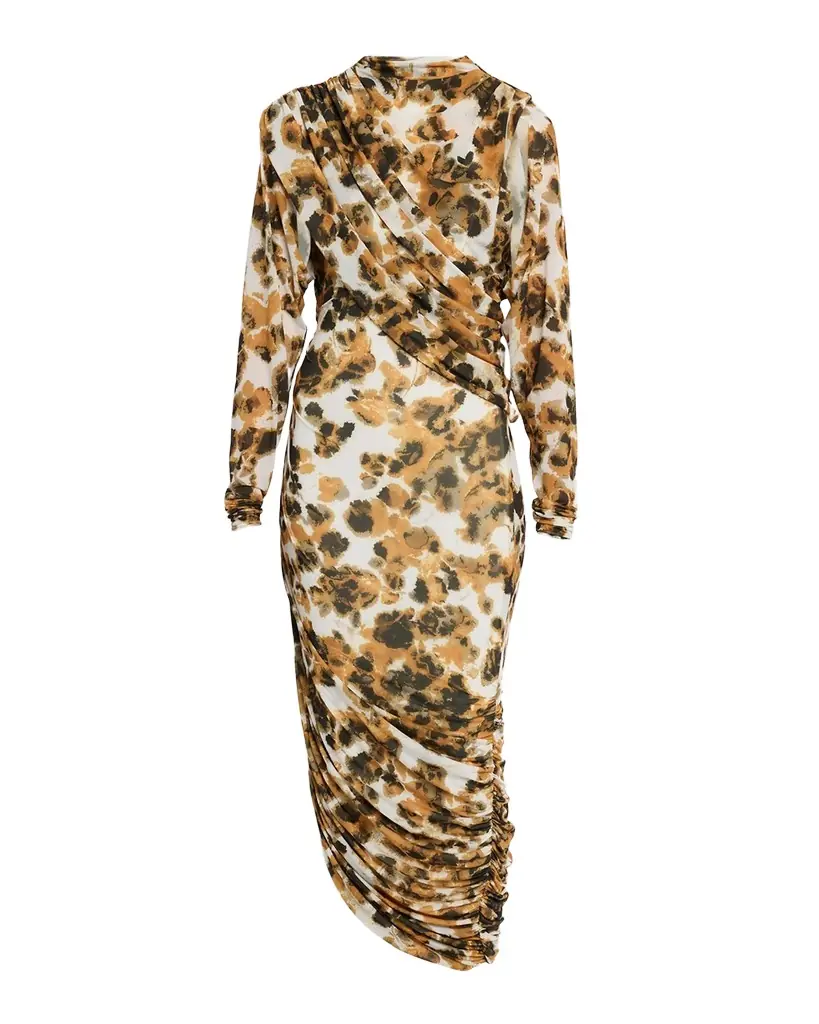 Et Ochs Lucien Draped Abstract-Print Midi Dress | Image 1 Et Ochs Lucien Draped Abstract-Print Midi Dress | Image 1