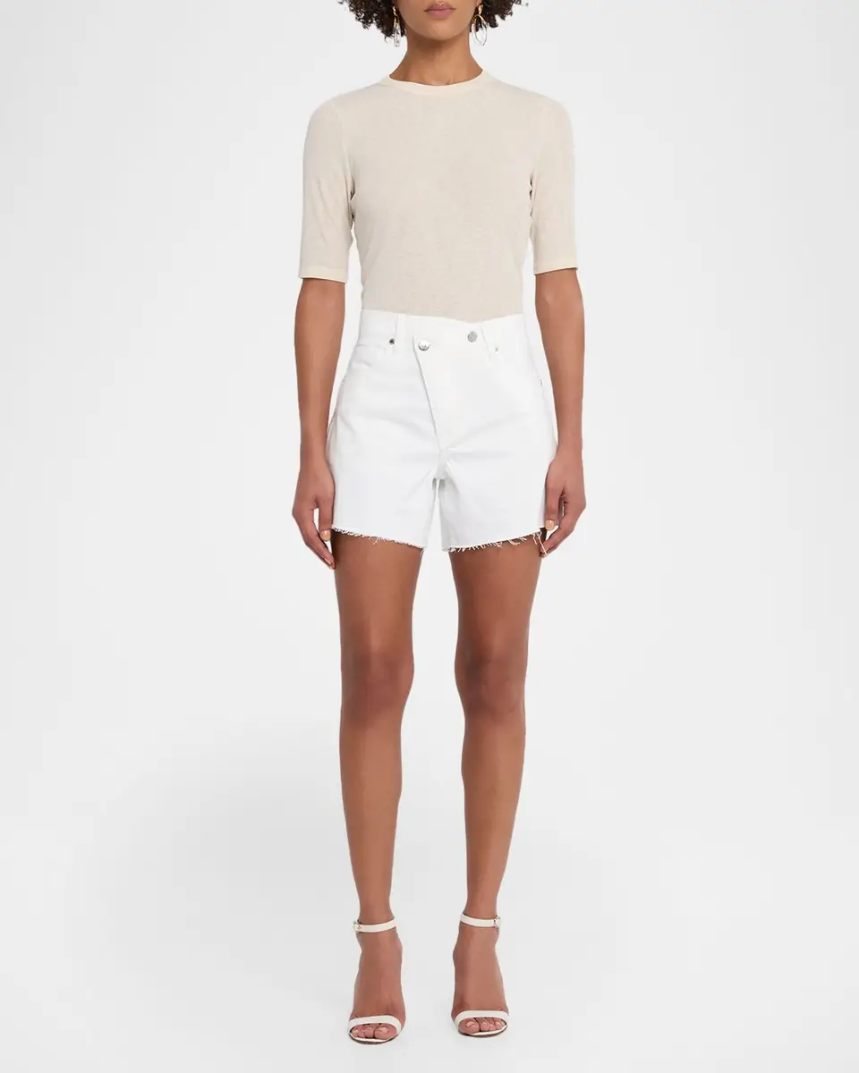 Veronica Beard Ellis Mid-Rise Crossover Denim Shorts | Thumbnail 2