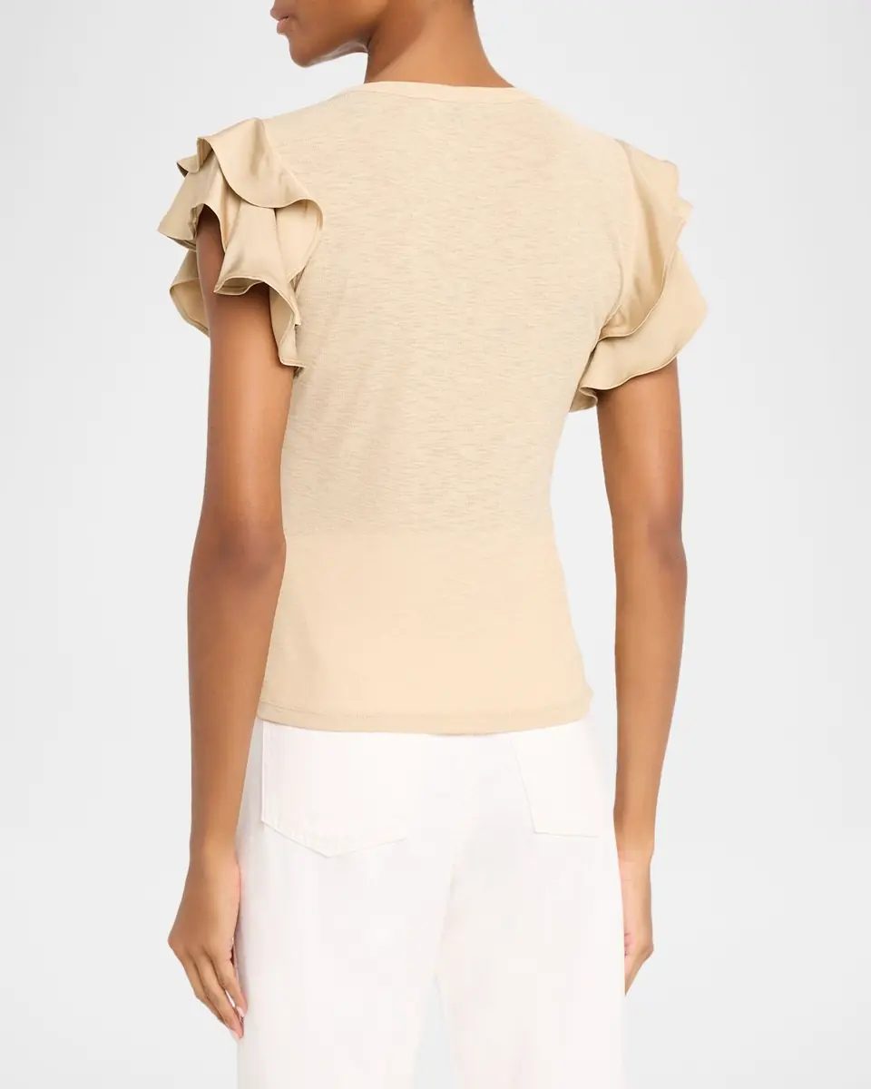 Veronica Beard Aphrodite Flutter-Sleeve Top | Thumbnail 3 Veronica Beard Aphrodite Flutter-Sleeve Top | Thumbnail 3