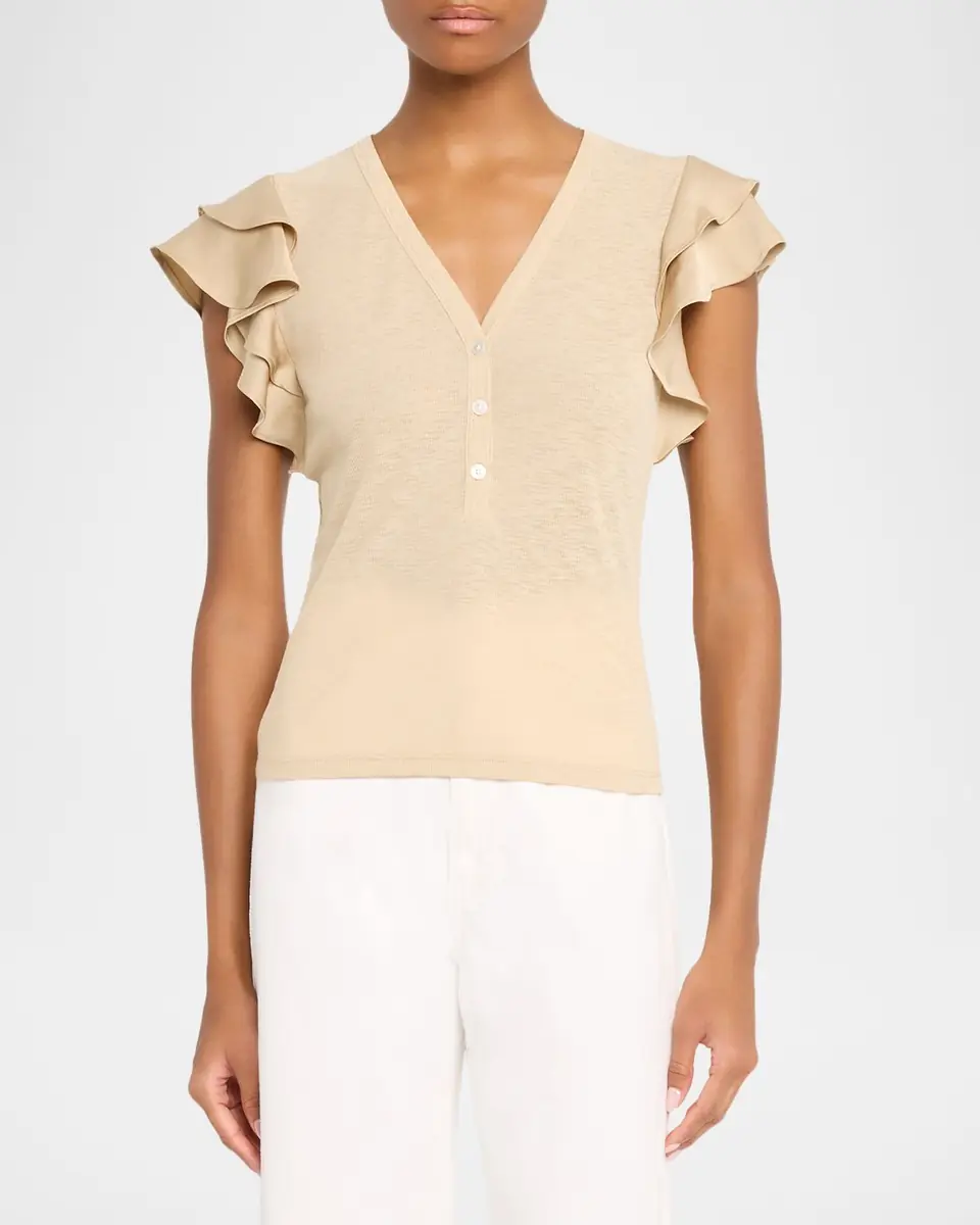 Veronica Beard Aphrodite Flutter-Sleeve Top | Thumbnail 4 Veronica Beard Aphrodite Flutter-Sleeve Top | Thumbnail 4