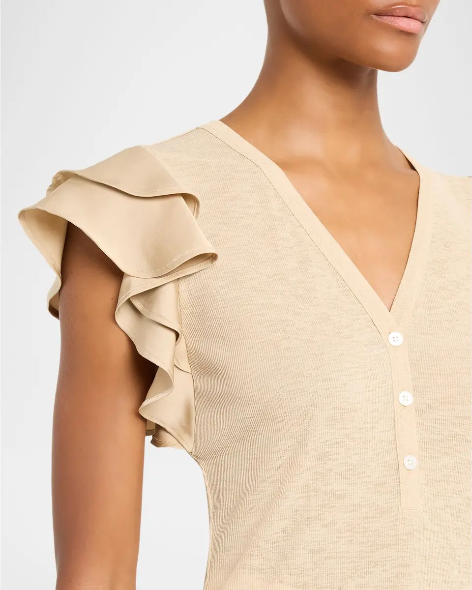 Veronica Beard Aphrodite Flutter-Sleeve Top | Thumbnail 5 Veronica Beard Aphrodite Flutter-Sleeve Top | Thumbnail 5