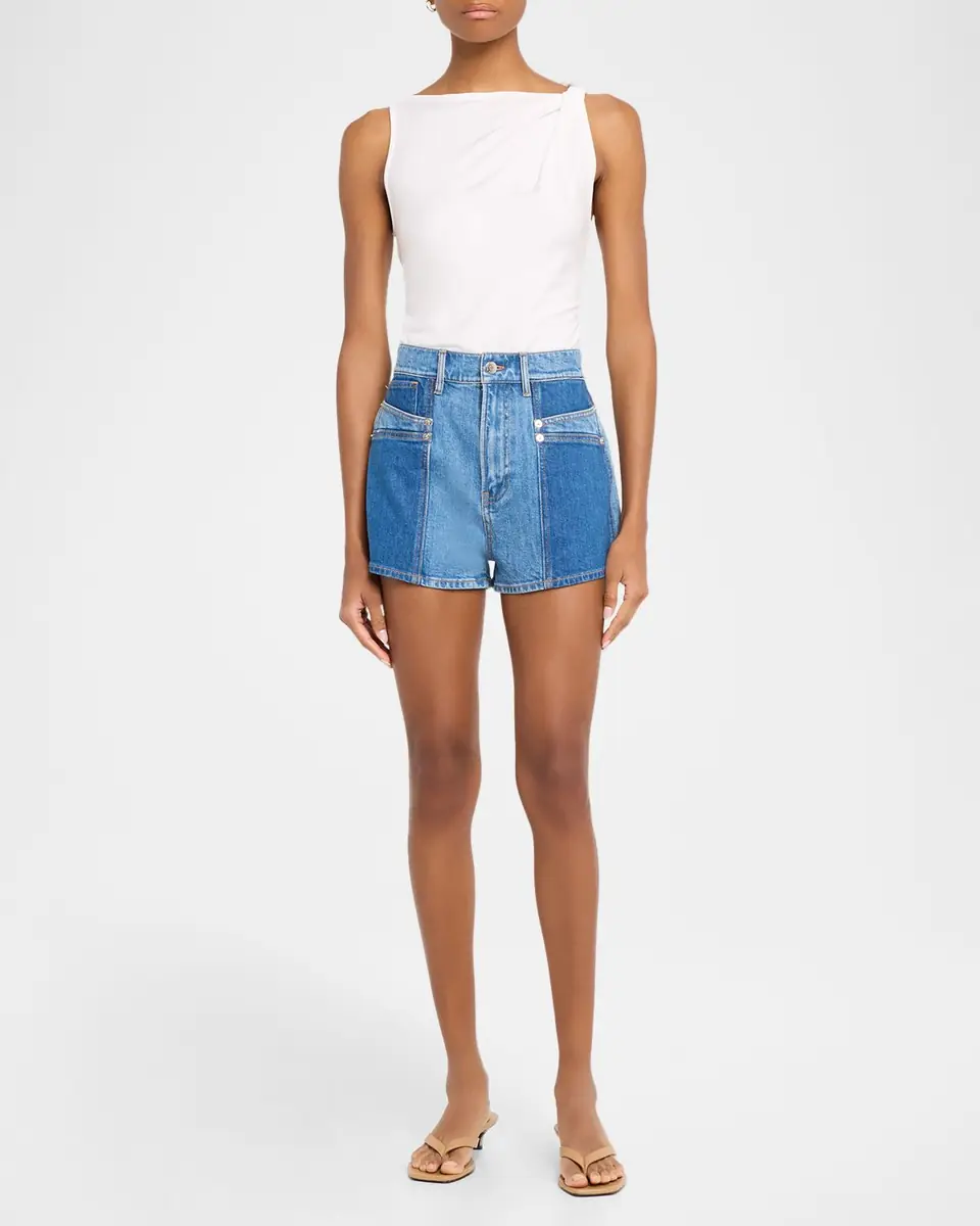Veronica Beard Elijah Color-Block Denim Shorts | Thumbnail 2 Veronica Beard Elijah Color-Block Denim Shorts | Thumbnail 2