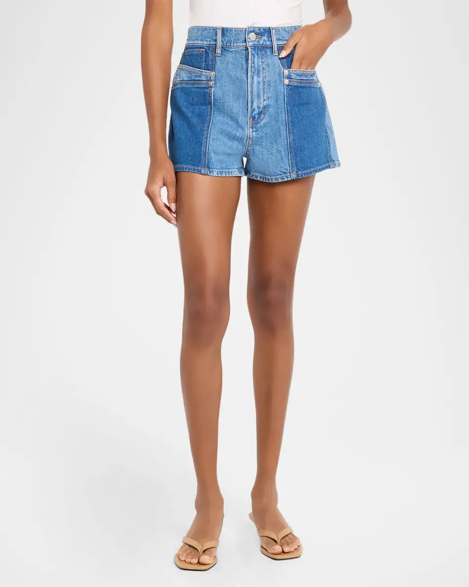 Veronica Beard Elijah Color-Block Denim Shorts | Thumbnail 4 Veronica Beard Elijah Color-Block Denim Shorts | Thumbnail 4