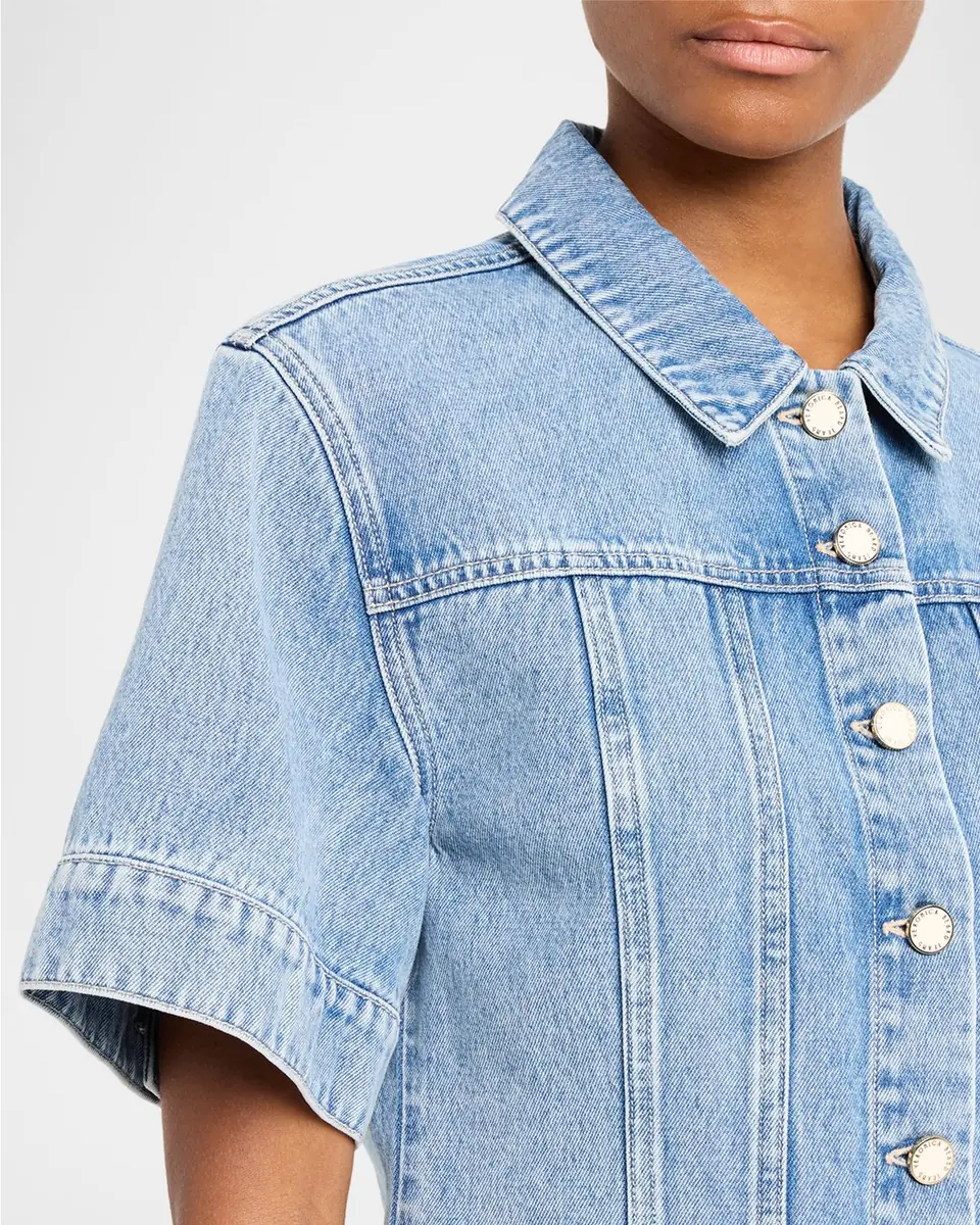 Veronica Beard Malcom Short-Sleeve Cropped Denim Jacket | Thumbnail 4 Veronica Beard Malcom Short-Sleeve Cropped Denim Jacket | Thumbnail 4