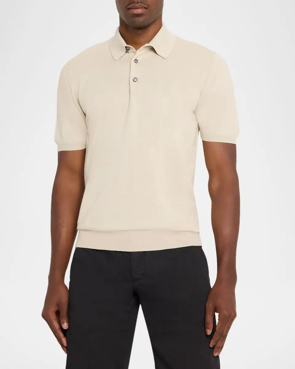Kiton Men's Cotton Knit Polo Shirt | Thumbnail 4 Kiton Men's Cotton Knit Polo Shirt | Thumbnail 4