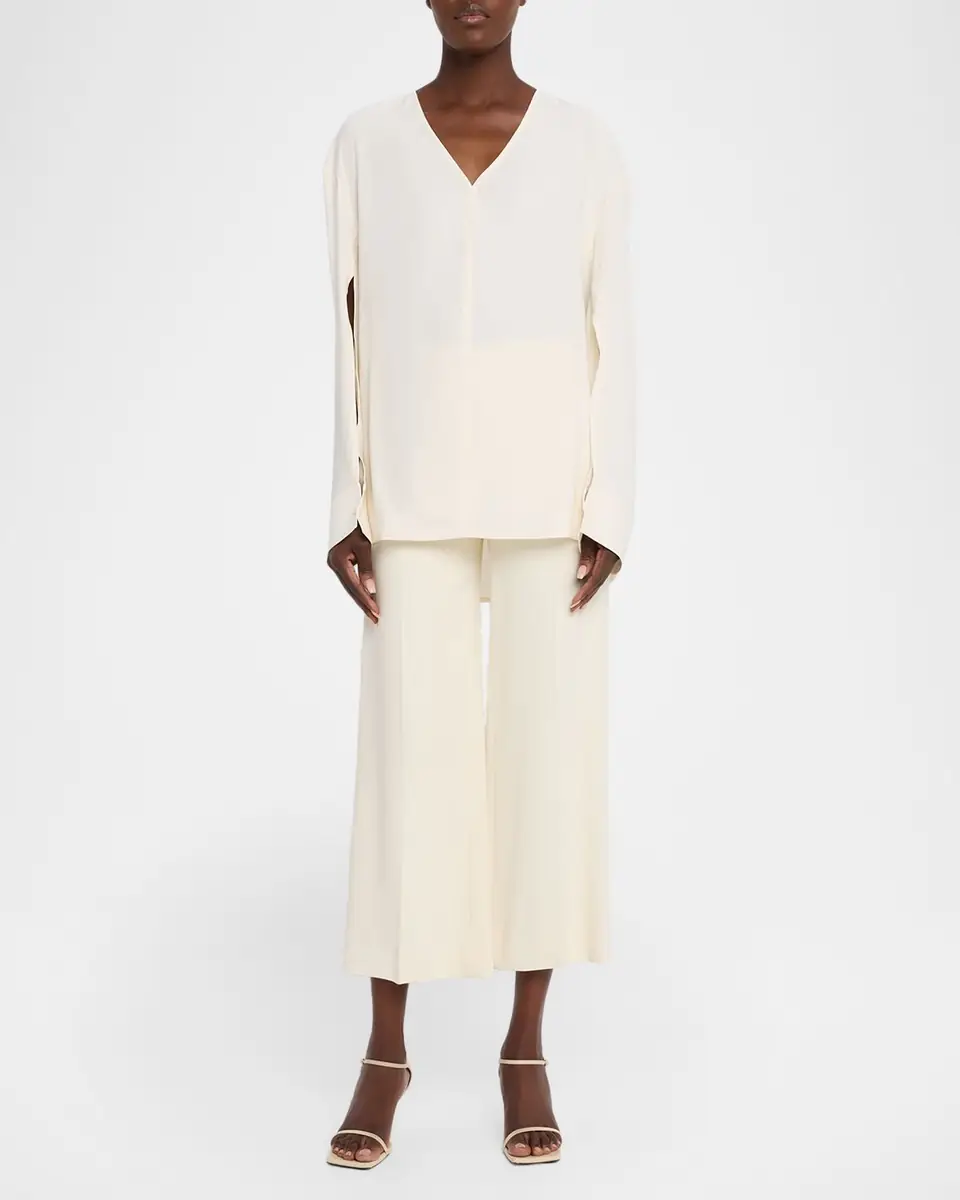 Toteme V-Neck Slit-Sleeve Blouse | Thumbnail 2