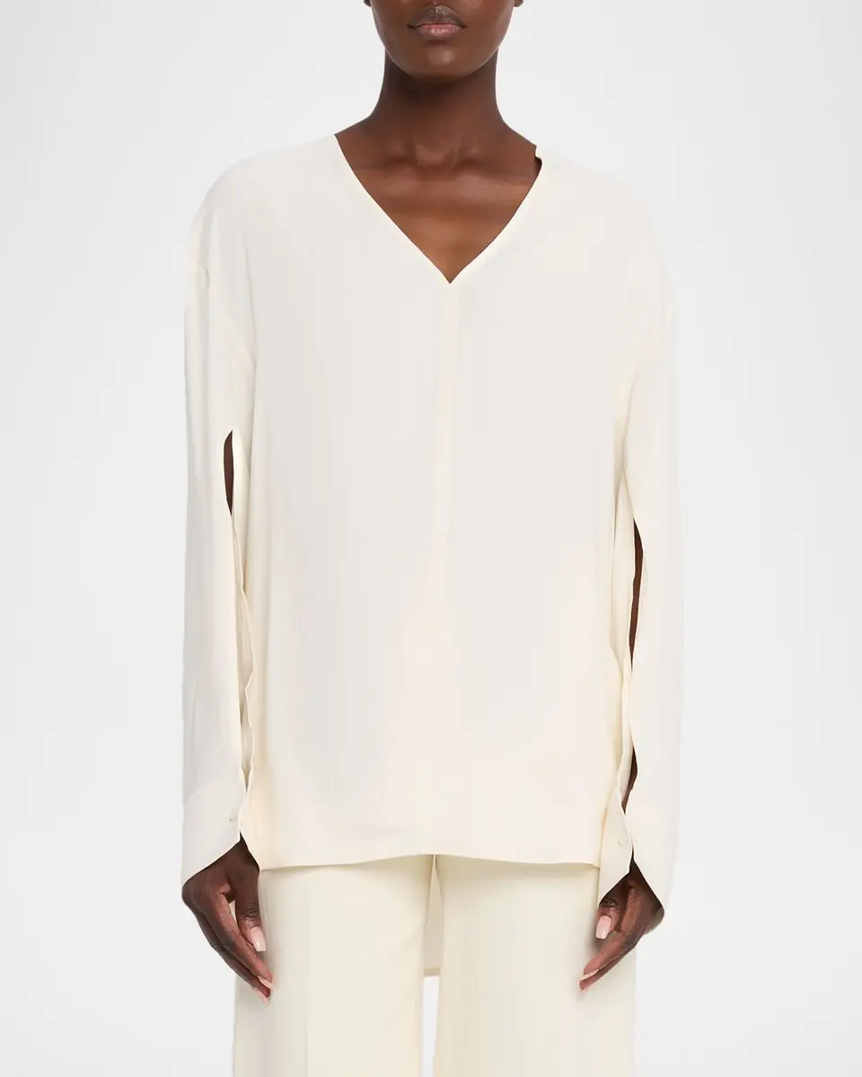 Toteme V-Neck Slit-Sleeve Blouse | Thumbnail 4