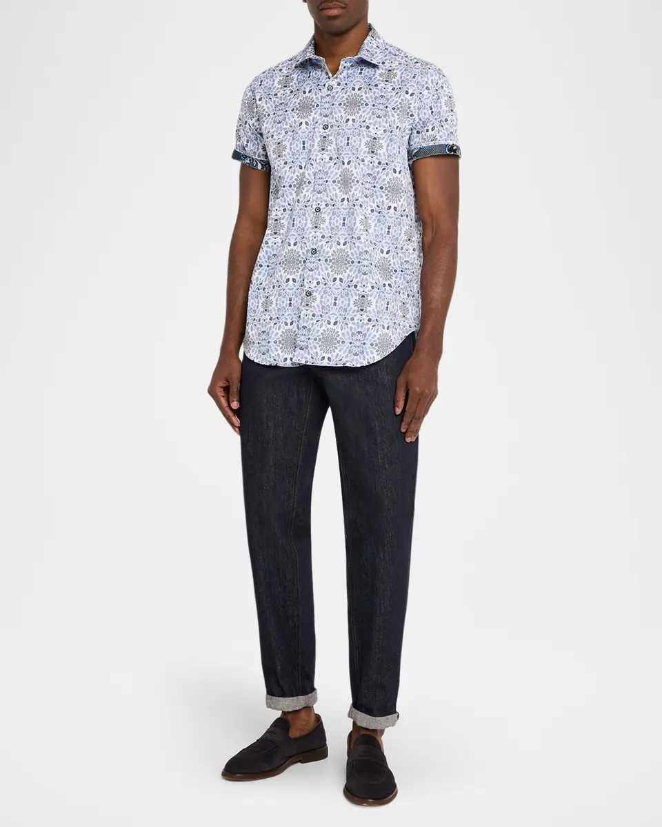 Robert Graham Men's Amagansett Satin Short-Sleeve Shirt | Thumbnail 2 Robert Graham Men's Amagansett Satin Short-Sleeve Shirt | Thumbnail 2