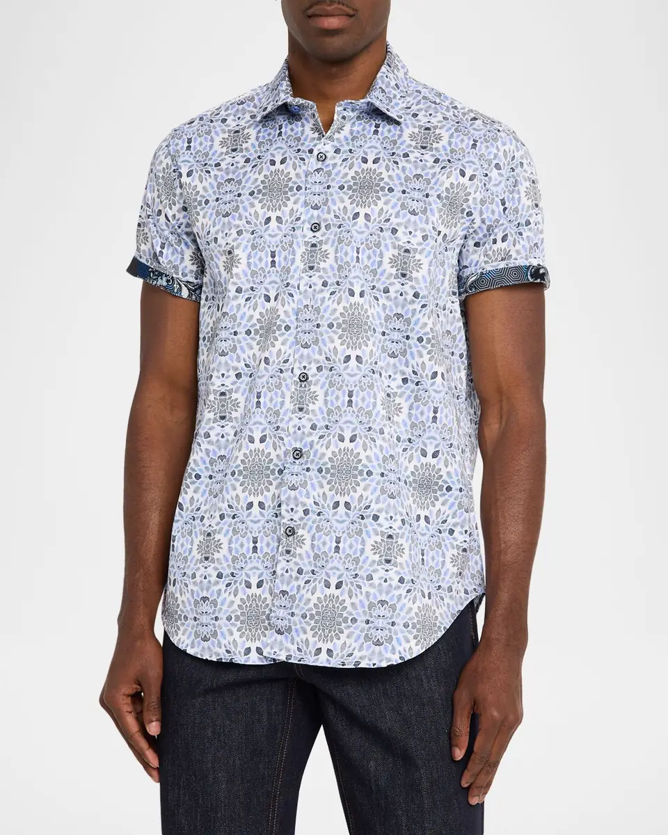 Robert Graham Men's Amagansett Satin Short-Sleeve Shirt | Thumbnail 4 Robert Graham Men's Amagansett Satin Short-Sleeve Shirt | Thumbnail 4