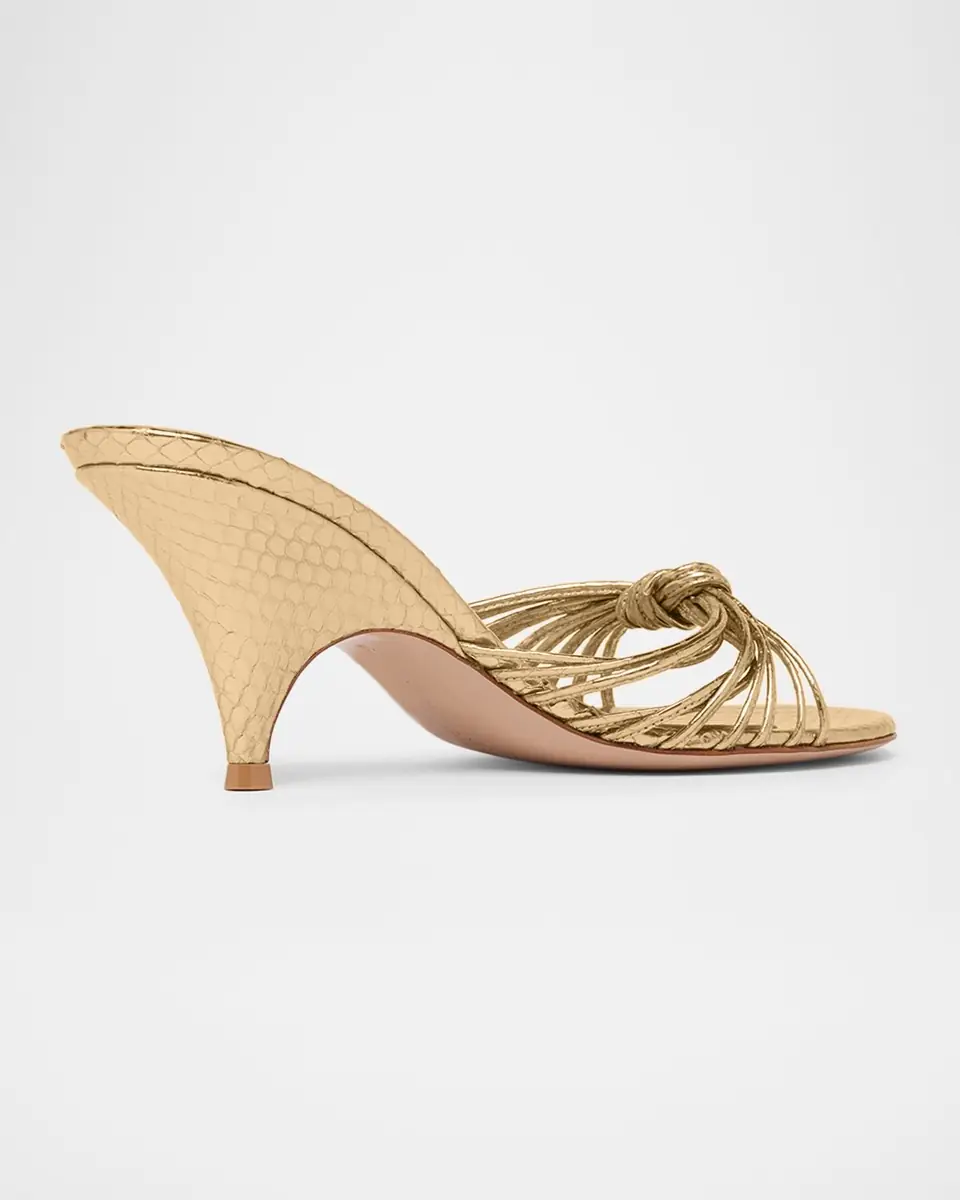 Gianvito Rossi 70MM Metallic Leather Kitten-Heel Sandals | Thumbnail 2 Gianvito Rossi 70MM Metallic Leather Kitten-Heel Sandals | Thumbnail 2