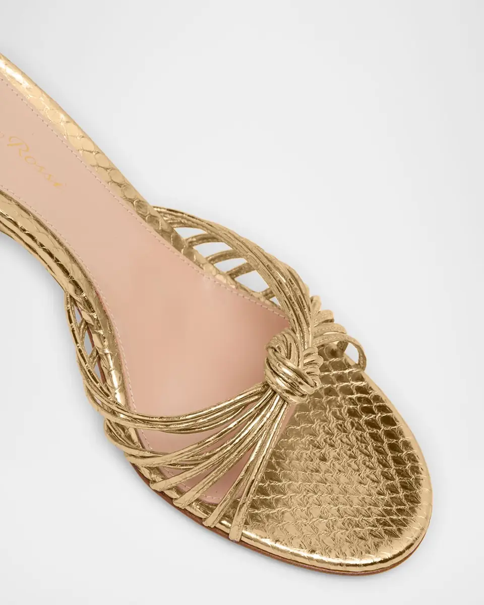 Gianvito Rossi 70MM Metallic Leather Kitten-Heel Sandals | Thumbnail 3 Gianvito Rossi 70MM Metallic Leather Kitten-Heel Sandals | Thumbnail 3