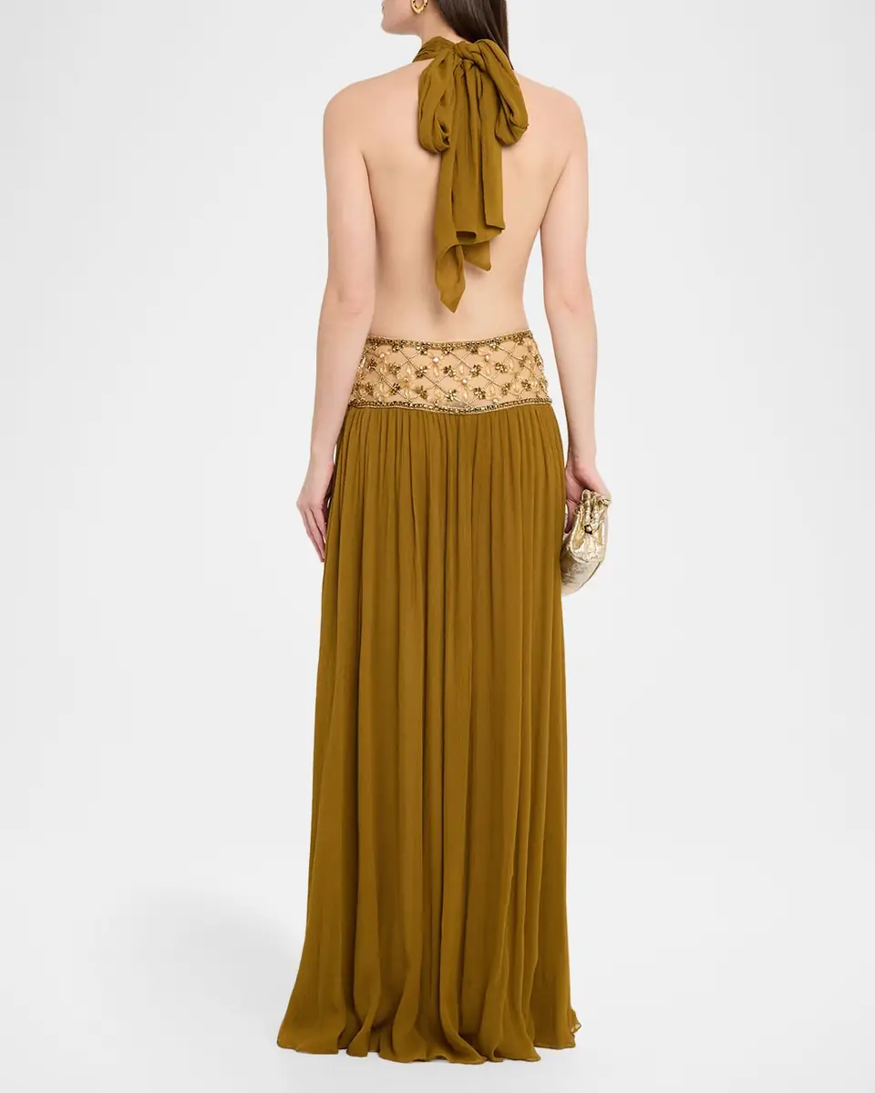 Retrofête Kreeli Embellished Halter Gown | Thumbnail 3 Retrofête Kreeli Embellished Halter Gown | Thumbnail 3