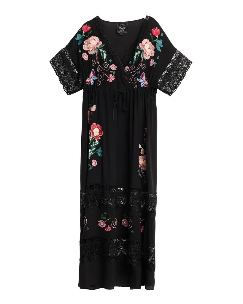 Johnny Was Amapola Embroidered Lace-Trim Maxi Dress | Image 1 Johnny Was Amapola Embroidered Lace-Trim Maxi Dress | Image 1