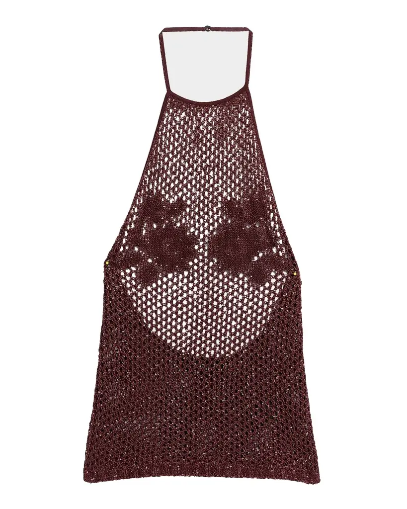 Metallic Floral Crochet Halter Top Metallic Floral Crochet Halter Top