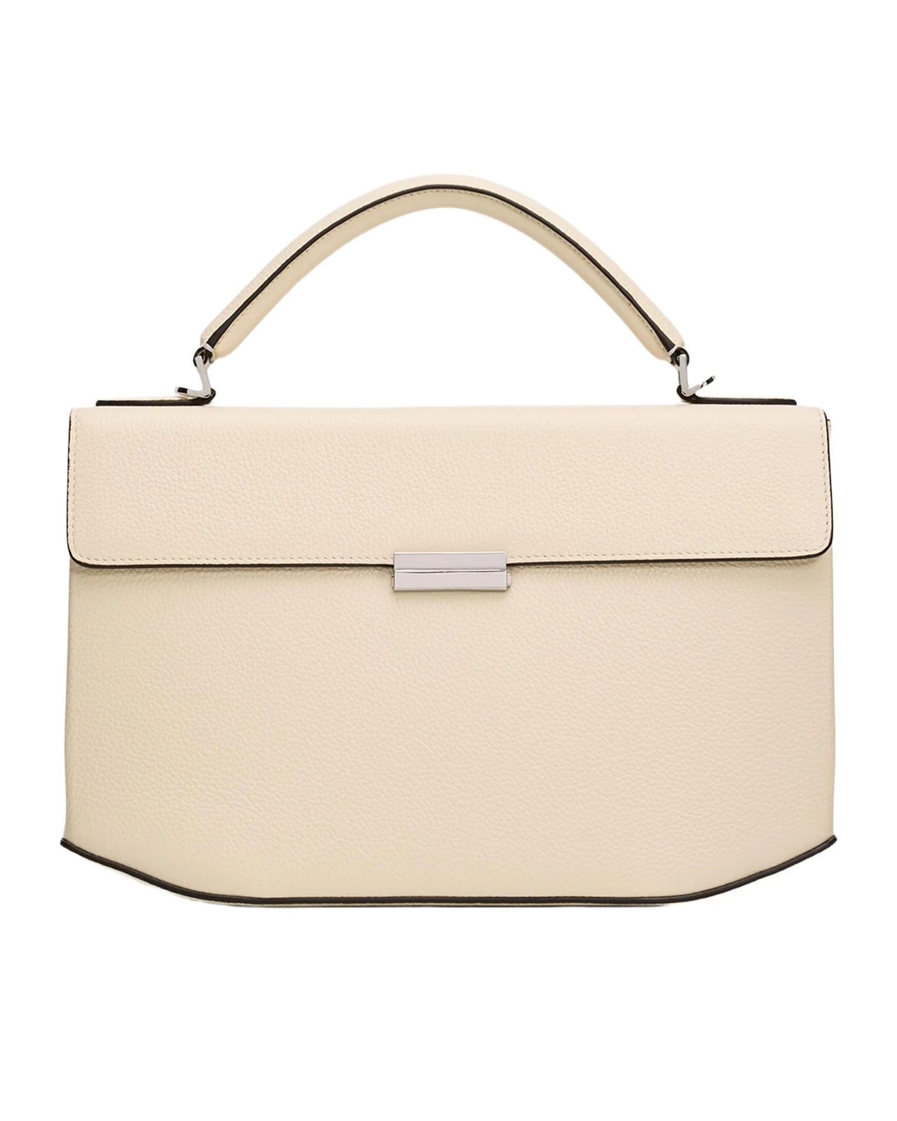 Geometric Grain Leather Top-Handle Bag