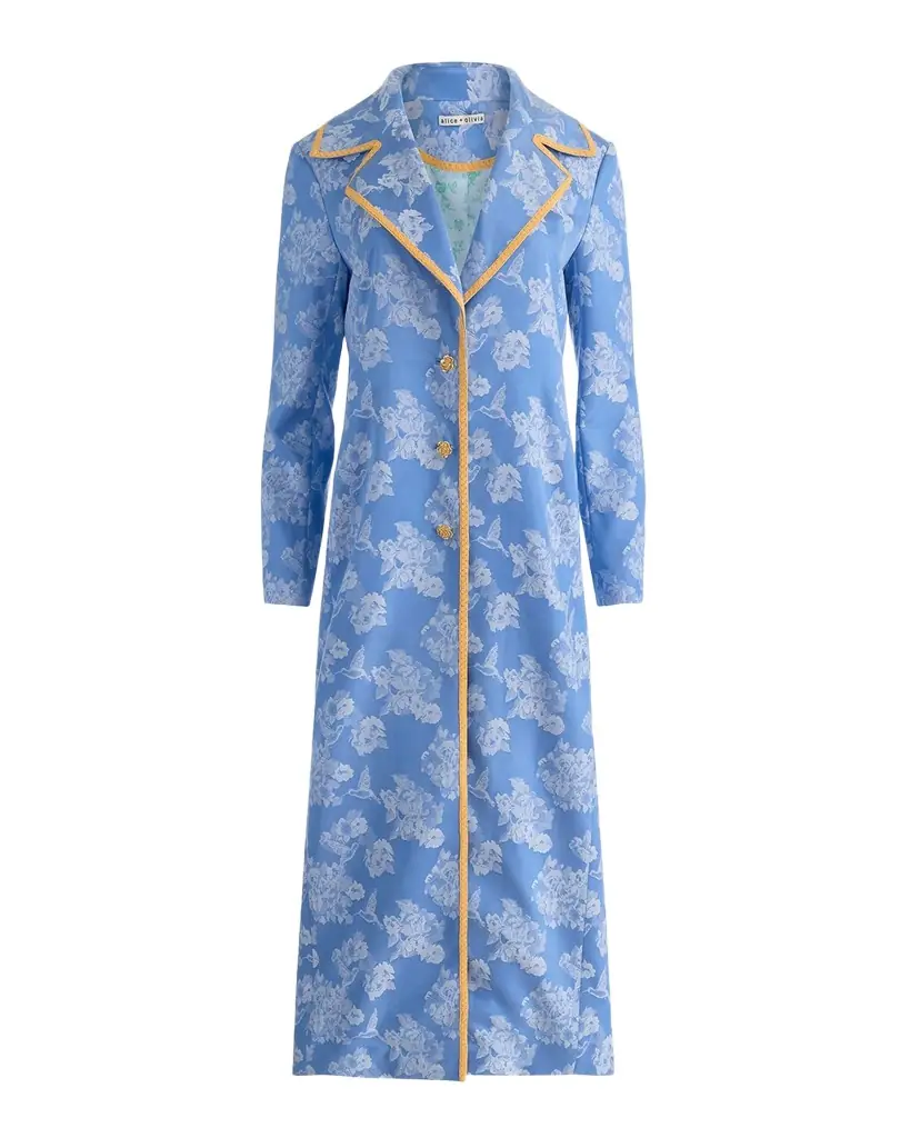 ALICE + OLIVIA Levine Drapey Floral Jacquard Coat | Image 1 ALICE + OLIVIA Levine Drapey Floral Jacquard Coat | Image 1
