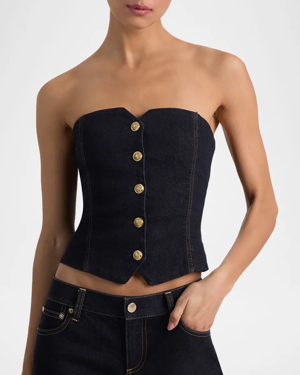 ALICE + OLIVIA Kelcey Denim Strapless Top | Thumbnail 3 ALICE + OLIVIA Kelcey Denim Strapless Top | Thumbnail 3